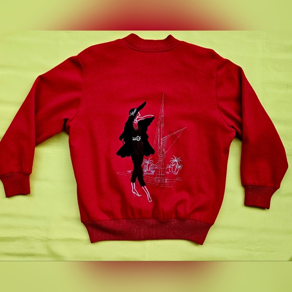 Wool Red Cardigan Women 95 Double Nine Five Lady 1980-90s - Picture 10 of 16